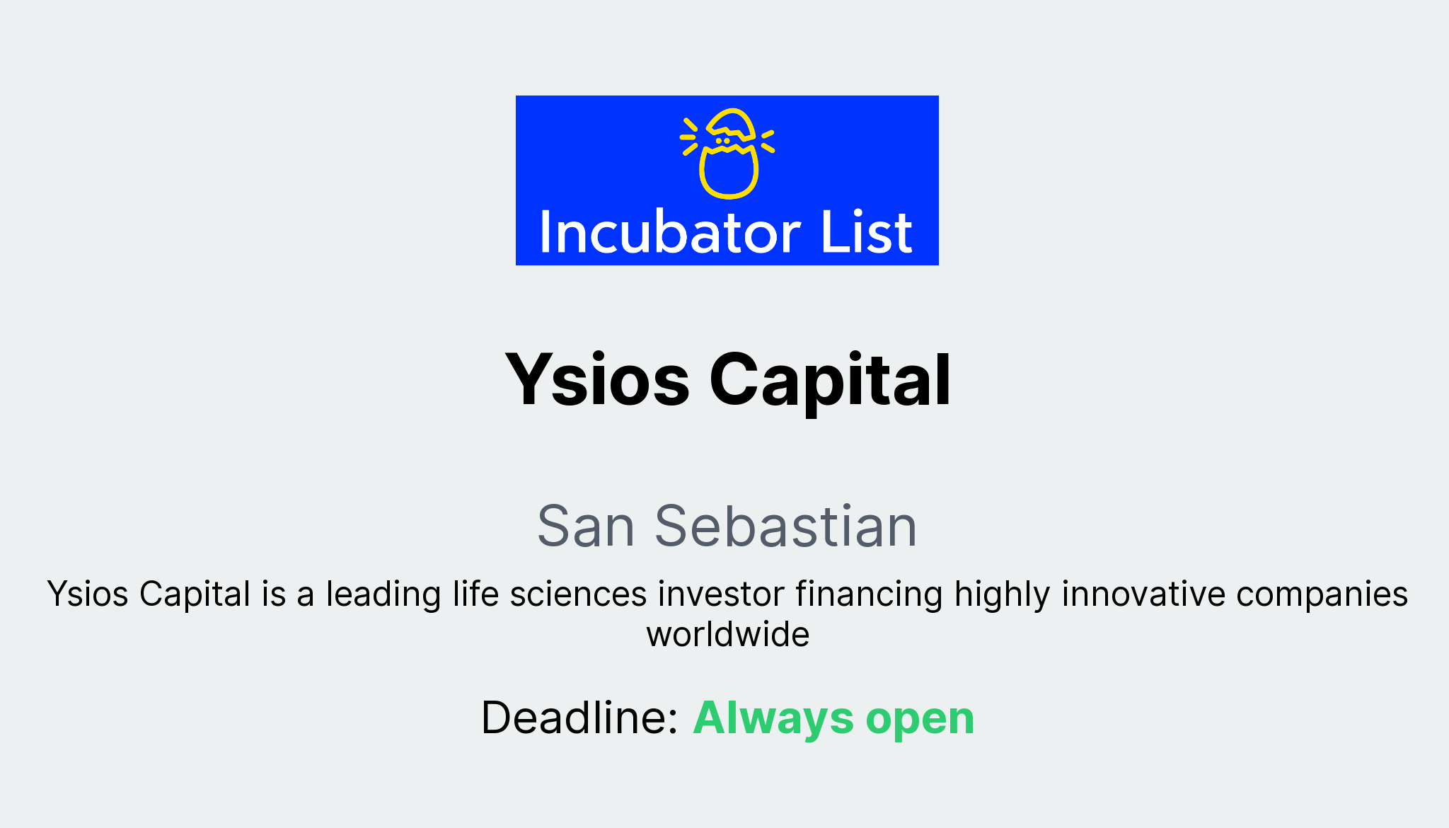 Ysios Capital Key Information Ysios capital key information